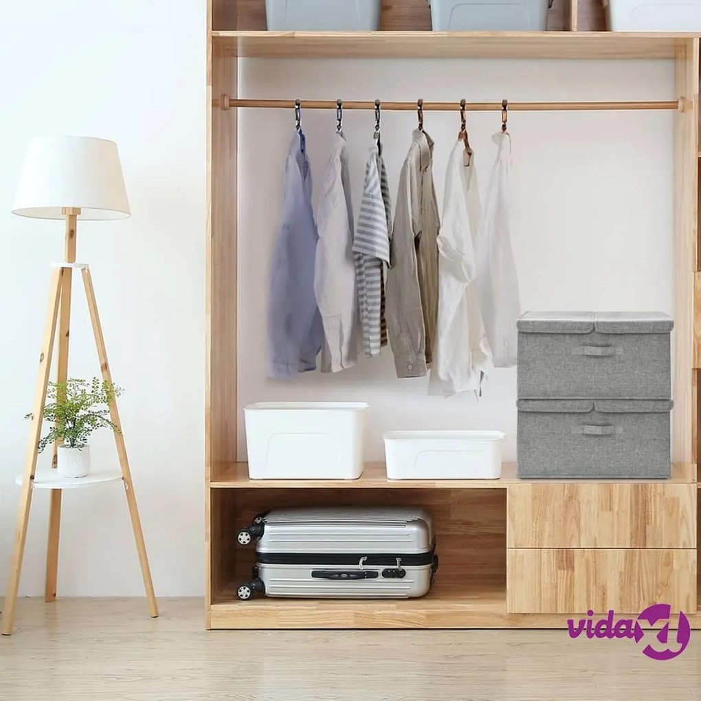 vidaXL Scatole Portaoggetti 2pz in Tessuto 50x30x25 cm Grigio