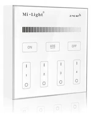Pannello Full Touch WiFi Dimmer 4-Zone, base magnetica - White Colore del corpo Bianco