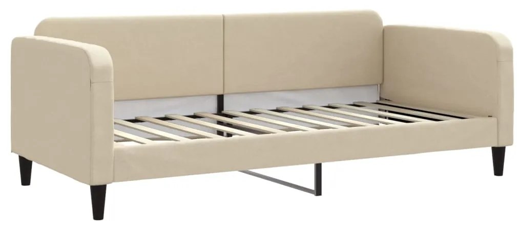 Divano letto con materasso crema 90x200 cm in tessuto