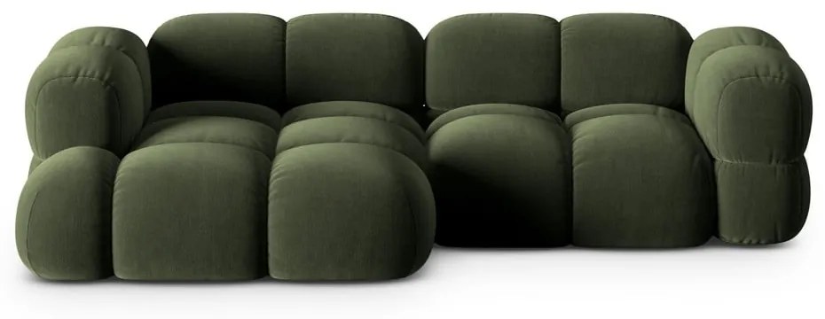 Divano angolare verde (con penisola a sinistra/con chaise lounge) con rivestimento in velluto Loretto – Cosmopolitan Design
