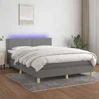 Letto a Molle Materasso e LED Grigio Scuro 140x200cm in Tessuto 3133638