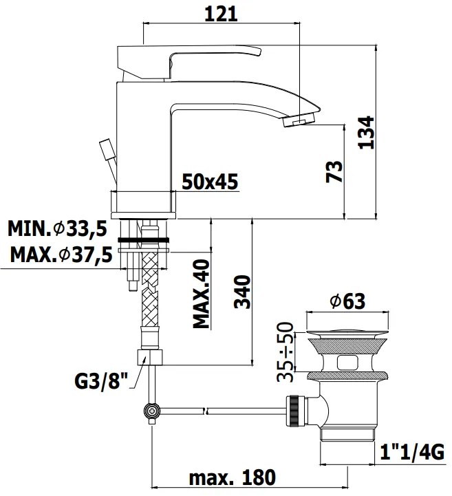 Paffoni Level Les071 Misceltore Monocomando Lavabo senza scarico Cromo