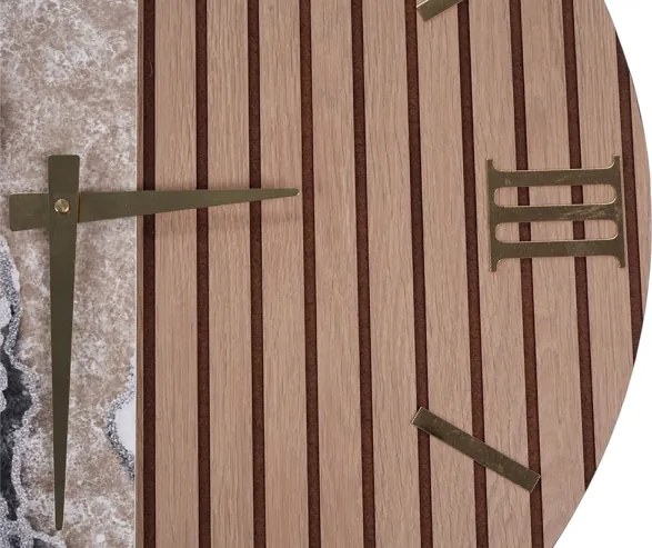 Orologio da Muro 60 cm in Legno cannettato e Marmo design
