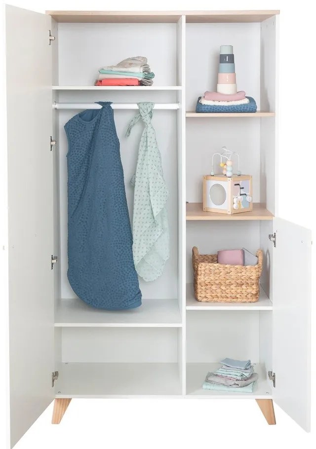Armadio per bambini bianco con effetto rovere 52x180x180 cm Léon – Roba