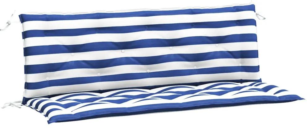 Cuscini Panca Giardino 2pz Righe Bianche Blu 150x50x7cm Tessuto