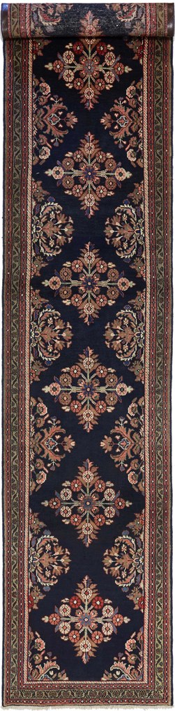 Hamedan Tappeto 510x100 Blu (Iran) Annodato A Mano