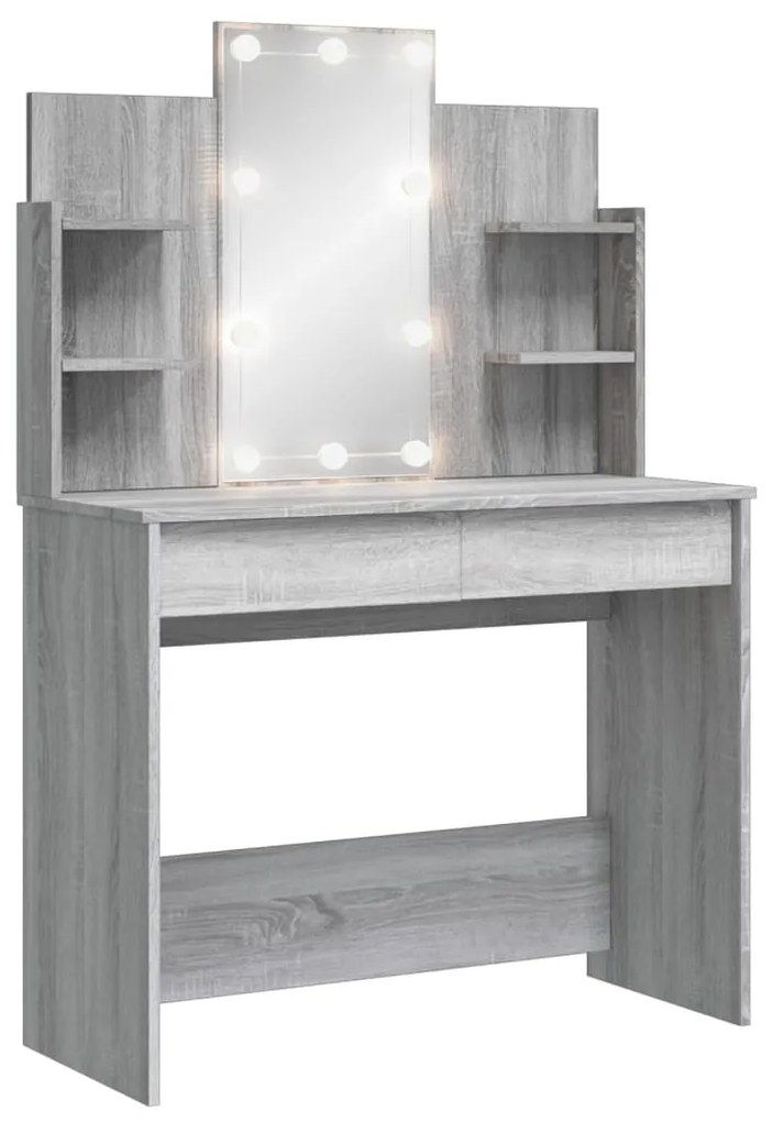 Toeletta con luci led grigio sonoma 96x40x142 cm