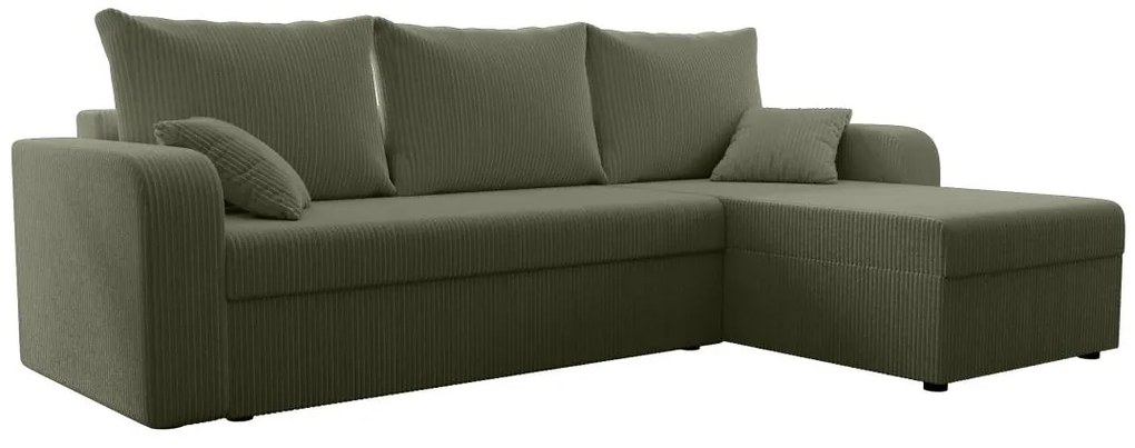 Divano letto angolare angolo reversibile in Velluto a coste Verde kaki - ONABIA