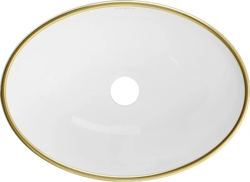 Mexen Elza lavabo da appoggio 40 x 33 cm, bianco/oro bordo - 21014005