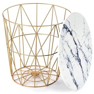 Tavolino HARISSA 41x42 cm oro/bianco marmor decor