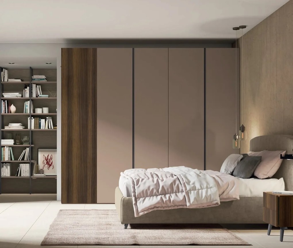 Armadio 4 ante battenti Lucy con libreria terminale linea Lotto disponibile in 21 colorazioni