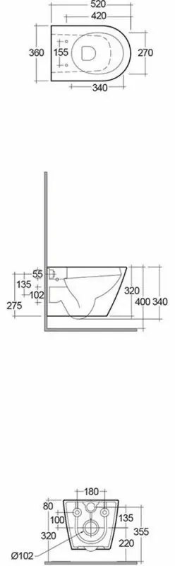Wc Sospeso RIMLESS Rak Collezione Resort Bianco senza brida
