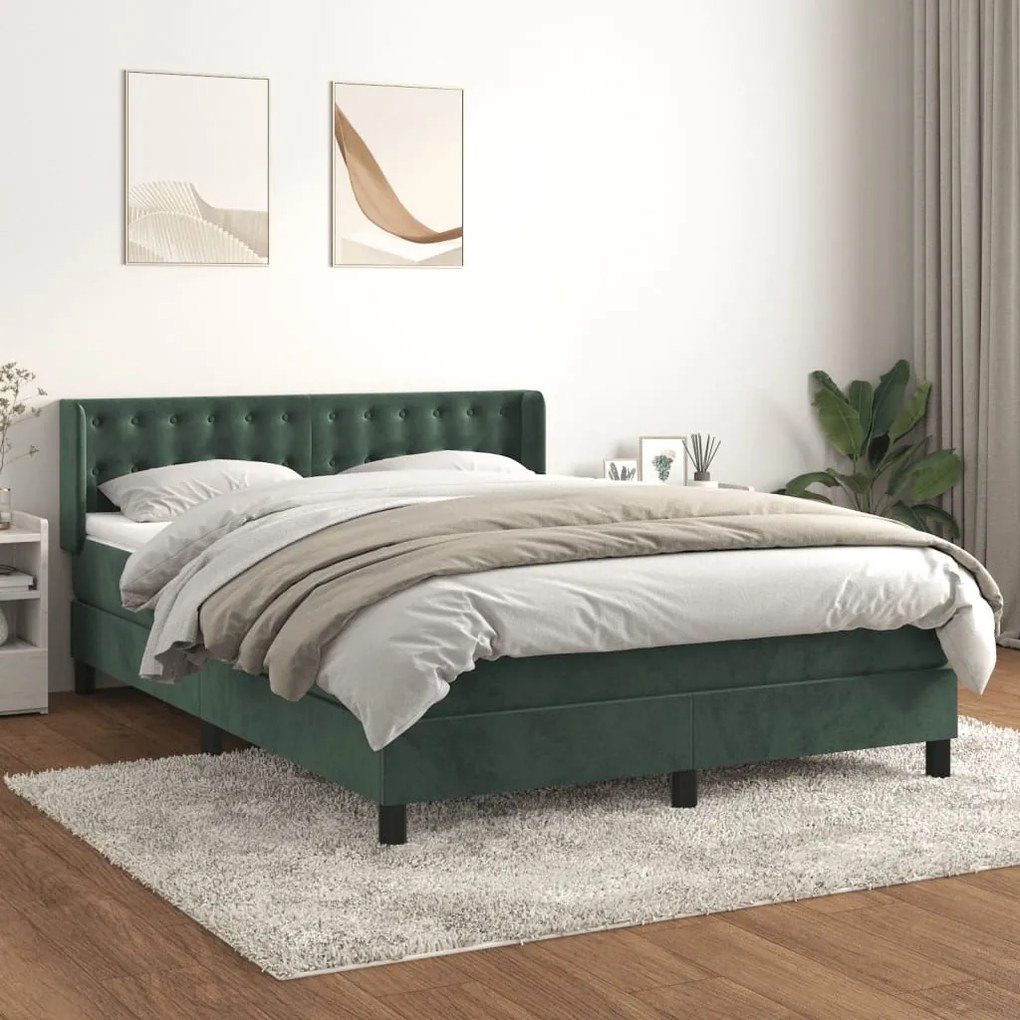 Giroletto A Molle Con Materasso Verde Scuro 140x200 Cm Velluto /
