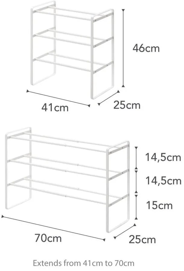 Scaffale bianco regolabile a 3 livelli Maebashi - YAMAZAKI