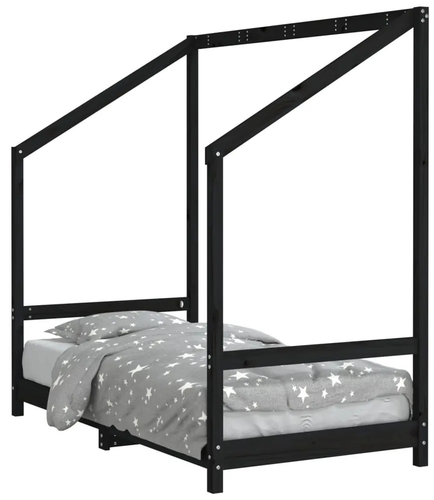 Giroletto per bambini nero 80x160 cm in legno massello di pino