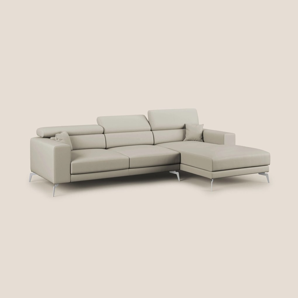 Blade Divano moderno angolare con poggiatesta reclinabili in Ecopelle T04 tortora