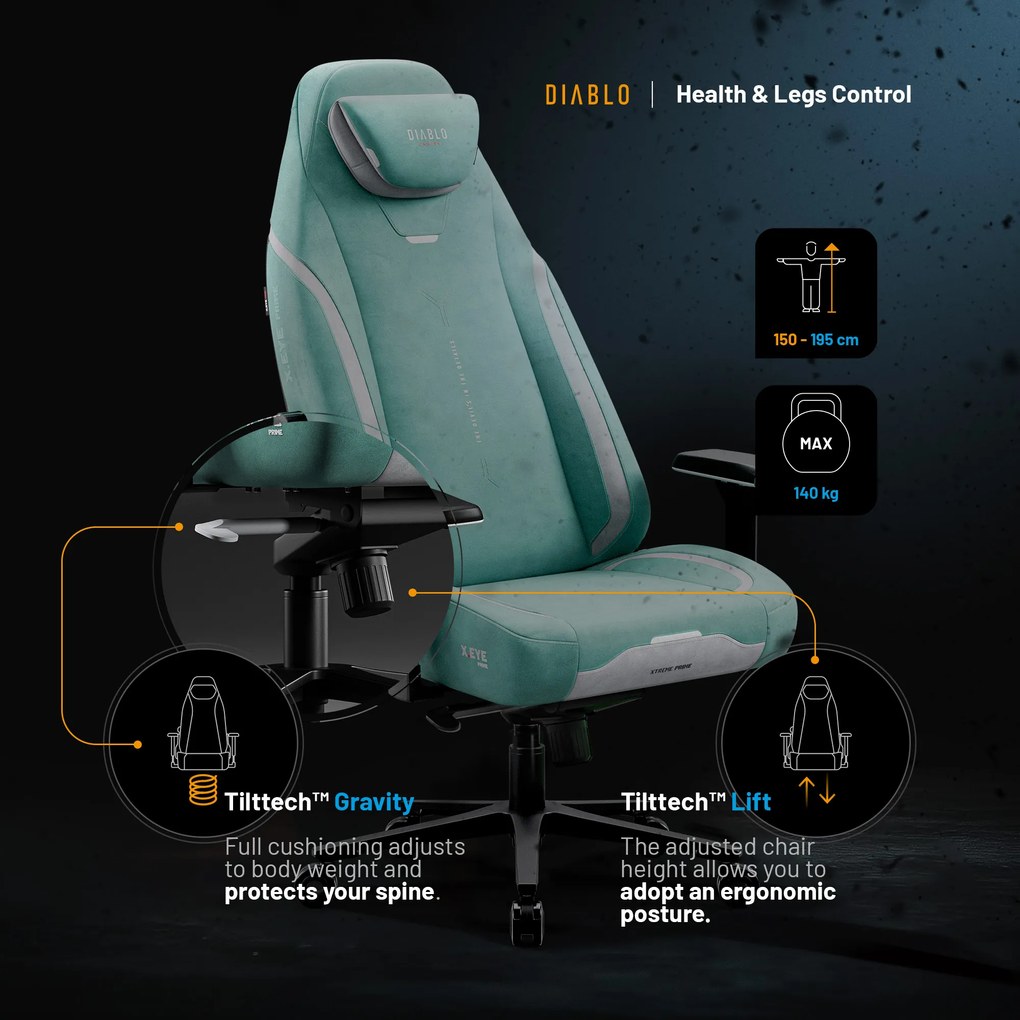 Sedia da gaming Diablo X.Eye Prime Mystic Mint Normal Size