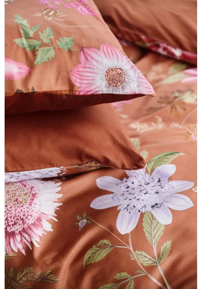 Lenzuola matrimoniali in cotone sateen marrone terracotta 200 x 220 cm Blossom - Bonami Selection
