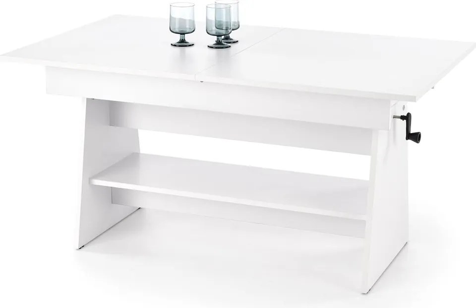 Tavolino trasformabile ERIKA bianco allungabile – 120–160x70x61–72 cm