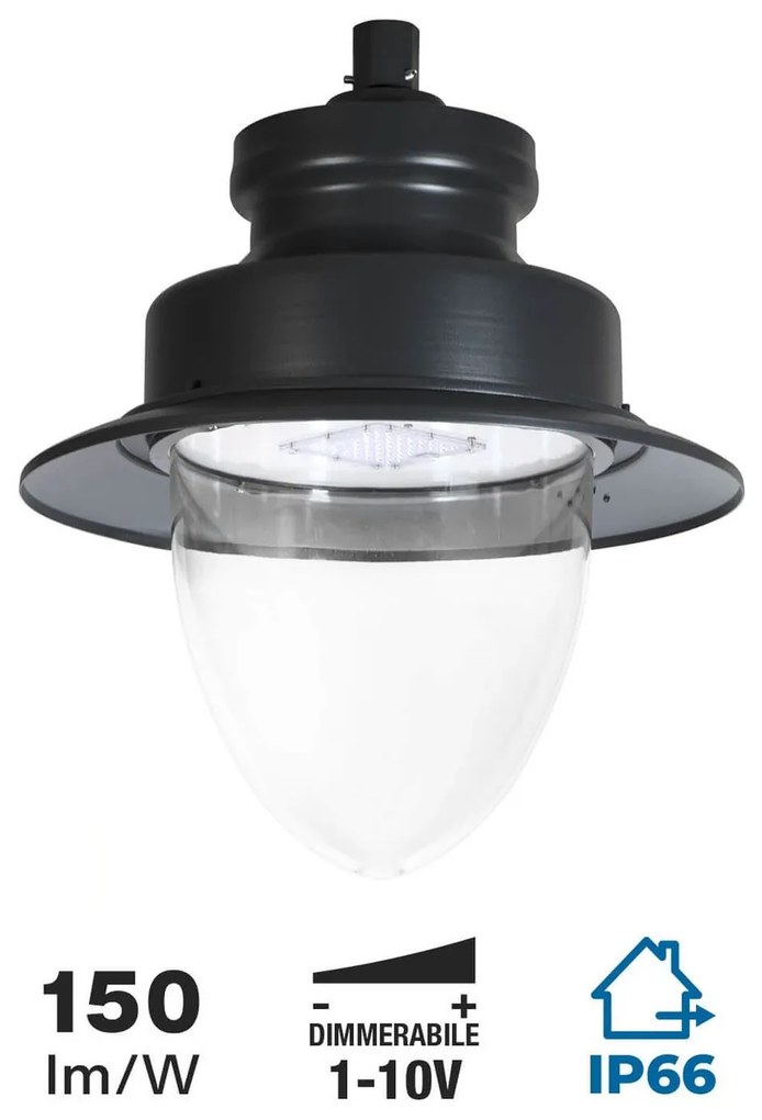 Lampione Stradale LED 65W IP66 Dimmerabile 1-10V con driver Philips Colore Bianco Caldo 2.700K