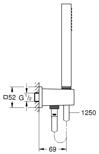 GROHE 26405000 - Set con fissaggio a parete EUPHORIA CUBE STICK 1250 mm cromo lucido