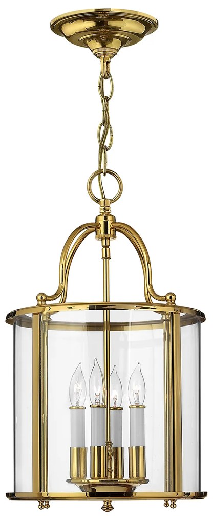 Lampadario Contemporaneo Gentry Ottone Lucido Vetro 4 Luci E14