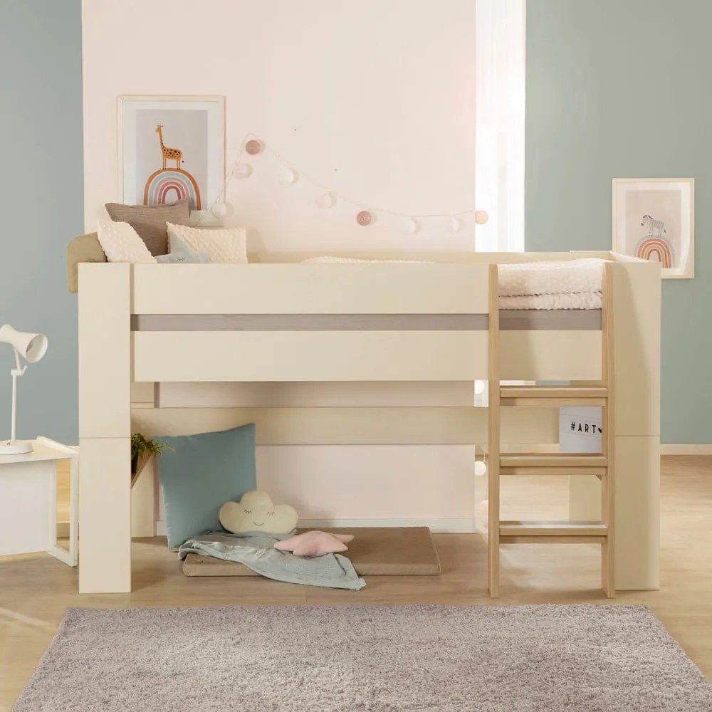 Letto da bambini rialzato beige rete non inclusa 90x200 cm Loft – Roba