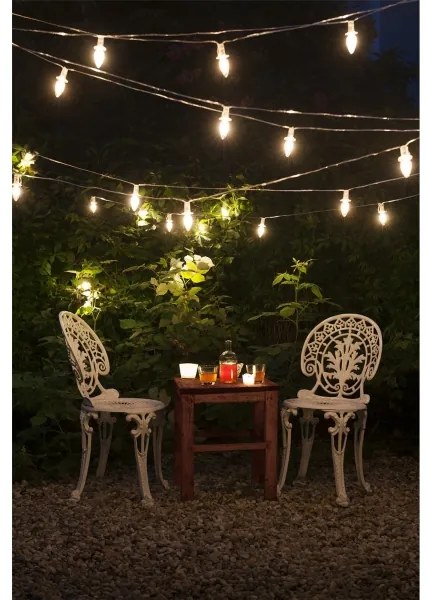 Catena LED da esterno espandibile CONE FILAMENT 20xE10 14m vetro trasparente/bianco caldo IP44