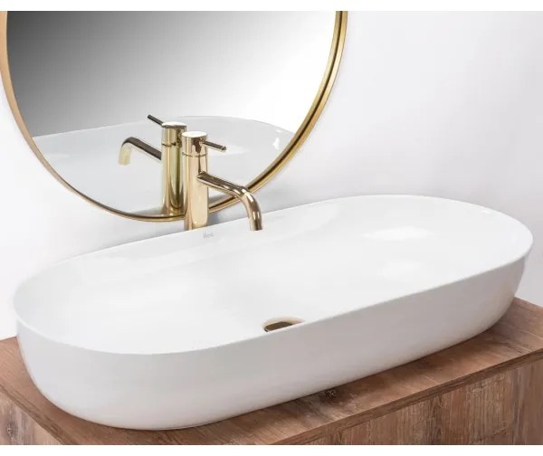 REA-U0563 - Lavabo da appoggio CLEO 41x81 cm ceramica/bianco lucido