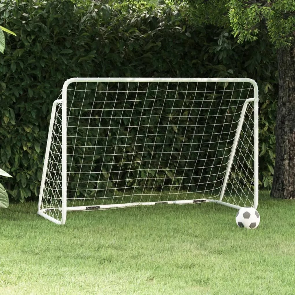 Porta Da Calcio Con Rete Bianca 180x90x120 Cm İn Acciaio /