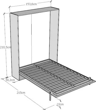 Letto a scomparsa verticale 140 cm stile francese Bianco Frassino KENTARO