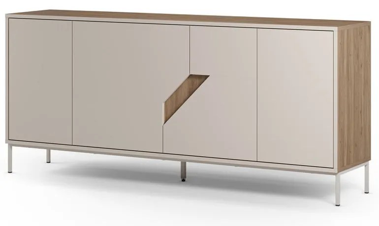 Cassettiera effetto rovere in colore crema-naturale 180x80x40 cm Lilou - Marckeric