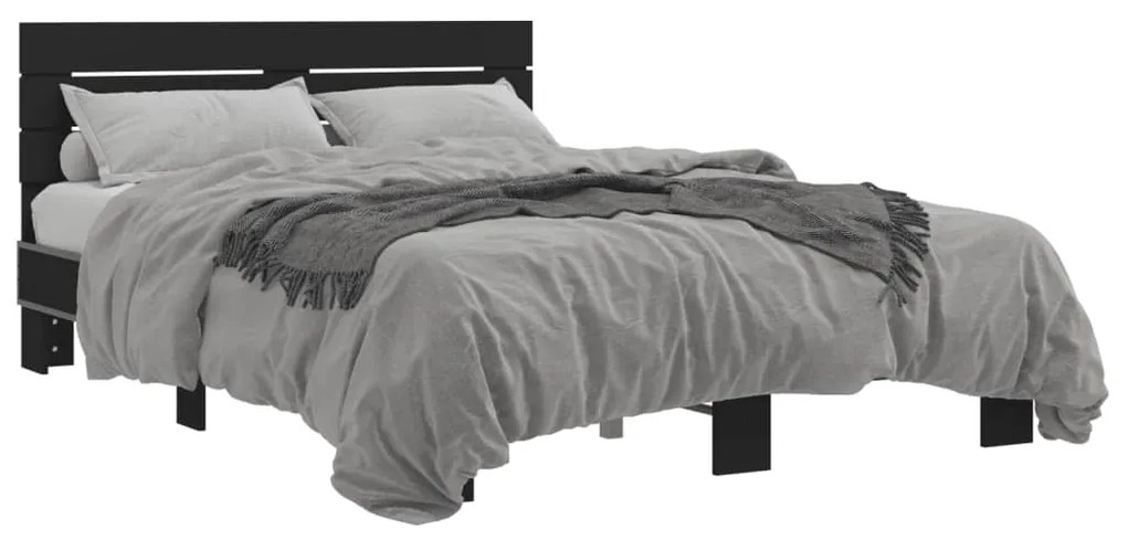 Giroletto Nero 140x200 Cm İn Legno Multistrato E Metallo /