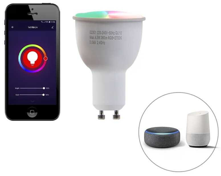 Faretto intelligente marrone ruggine con legno incl. 2 WiFi GU10 - Gina