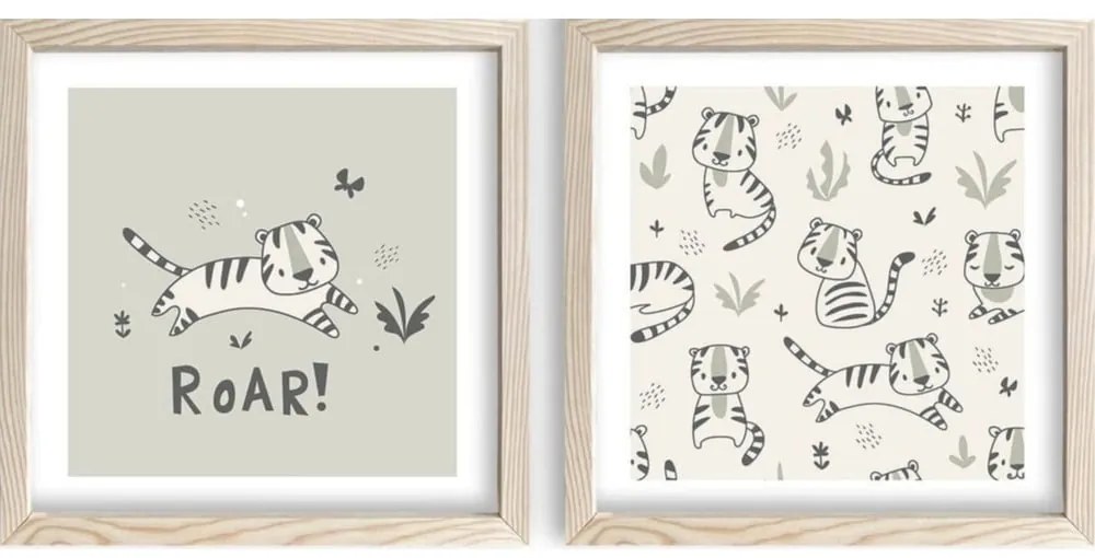 Quadri per bambini in set da 2 33x33 cm Roar - Wallity