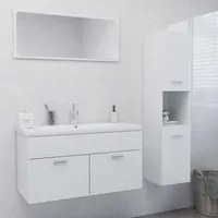 Set Mobili da Bagno Bianco Lucido in Truciolato