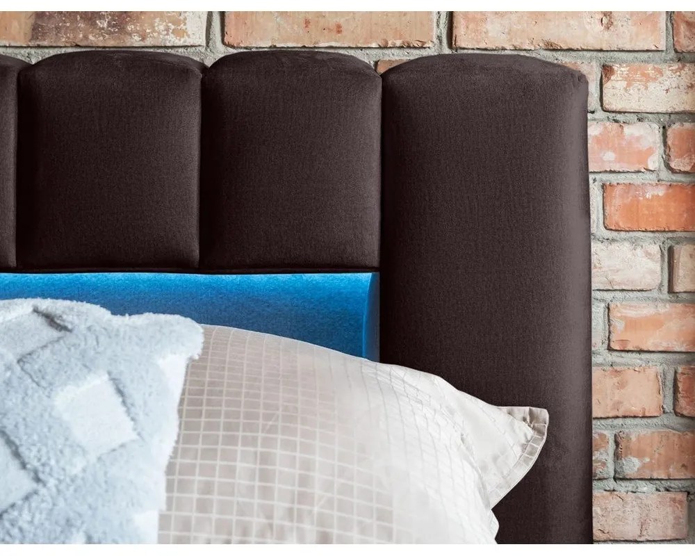 Letto matrimoniale imbottito marrone scuro con contenitore con rete inclusa 160x200 cm Lamica – ELTAP