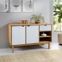 Credenza OTTA Marrone e Bianco 114x43x73,5 cm in Legno di Pino 351302