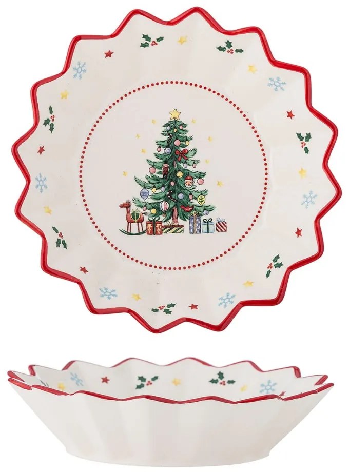 Piatto da portata rosso/color crema in ceramica a tema natalizio ø 20 cm Naive – Bloomingville