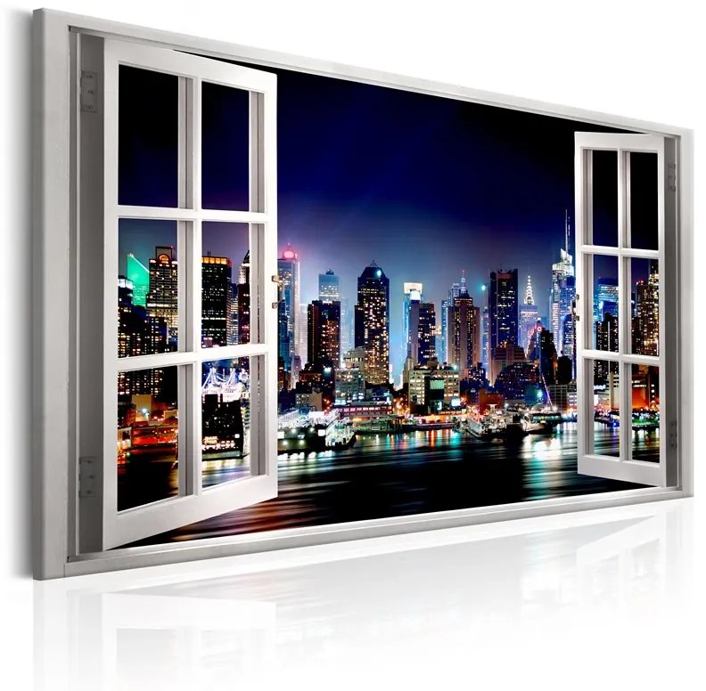 Quadro Window  View of New York  Colore Arancione, Dimensioni e Misure 120x80