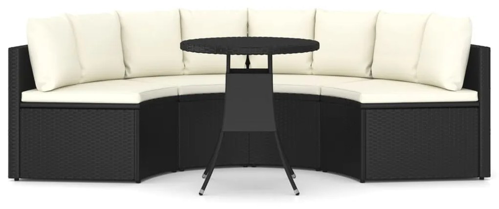 Set divani da giardino 5 pz con cuscini in polyrattan nero