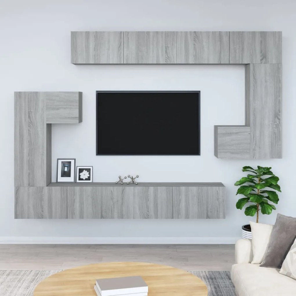 Mobile Porta Tv A Parete Grigio Sonoma İn Legno Multistrato /