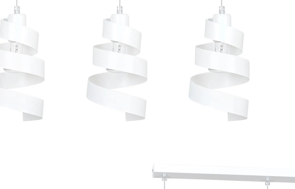 Lampadario Moderno 3 Luci Tristano In Acciaio Bianco Con Fasce A Spirale