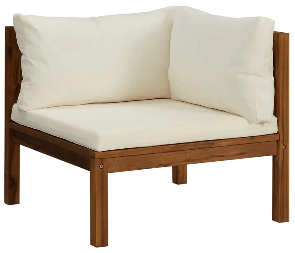 Set divani da giardino 8 pz con cuscini crema in legno acacia