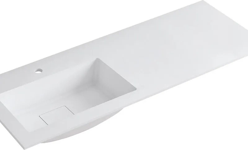 Lavabo a incasso rettangolare vasca a sinistra L 120.5 x H 15 x P 46 cm in resina bianco opaco