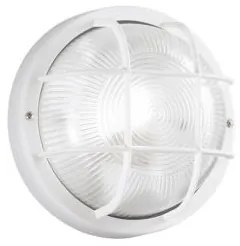 Plafoniera in vetro e27 d.185mm struttura termoplastica bianco ip54...