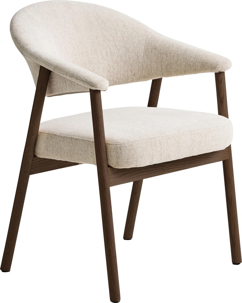 Sedia imbottita GARDA Beige Crema (tessuto Harmony 110) / rovere affumicato verniciato