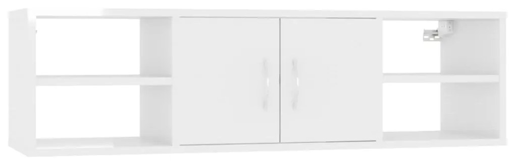 Scaffale a parete bianco lucido 102x30x29 cm legno multistrato