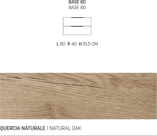 Mobile sospeso bagno 80 cm in nobilitato BALI Quercia Naturale