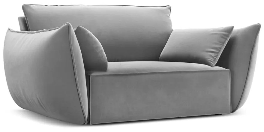Poltrona grigio chiaro con rivestimento in velluto Vanda – Mazzini Sofas